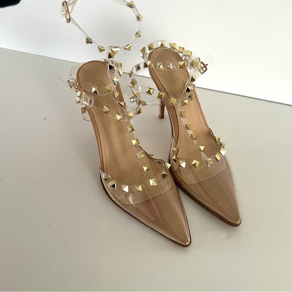FASHION NOVA Clearly A Stud Pump Shoes Sz 61/2 - Picture 2 of 6